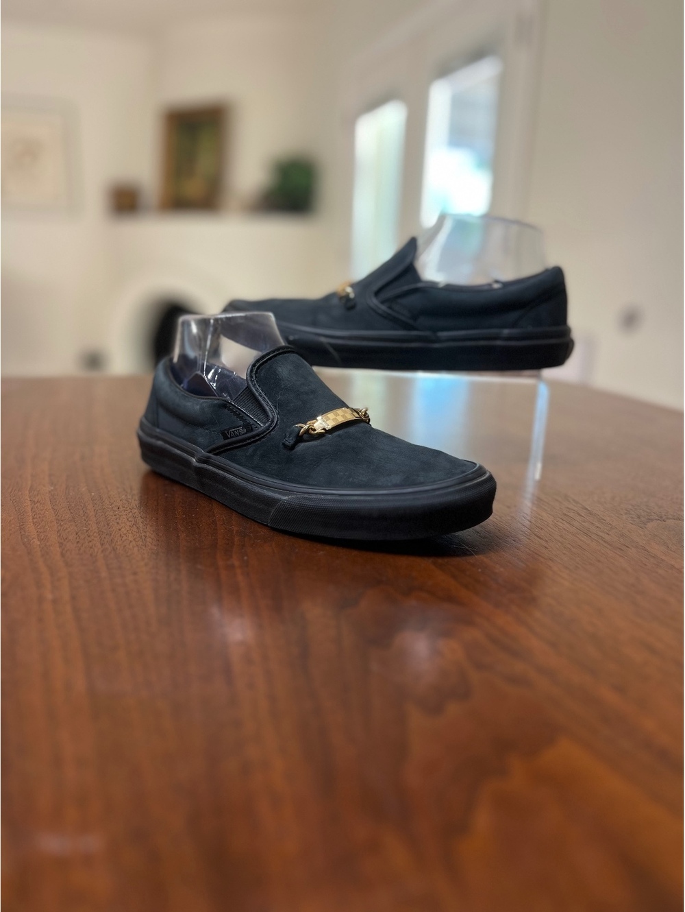 Vans Classic Slip-On ID Suede Gold Chain Black Men 6.5